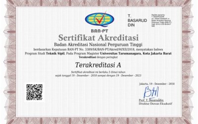 Akreditasi A BAN PT untuk Magister Teknik Sipil Untar